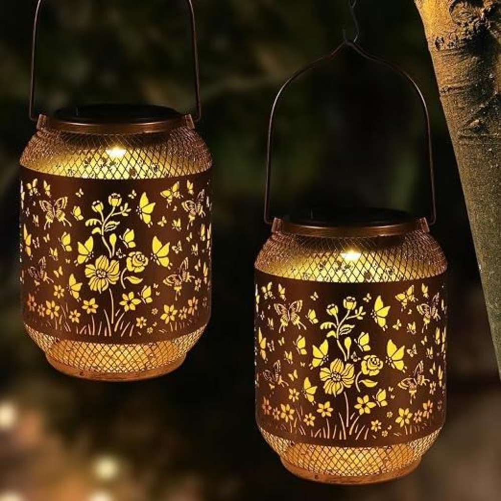2 Pack Hummingbird Solar Lanterns Outdoor Hanging Garden Lights Waterproof - Picture 2 of 9